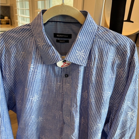 Bugatchi Blue Paisley Casual Button Down Shirt - Picture 4 of 11